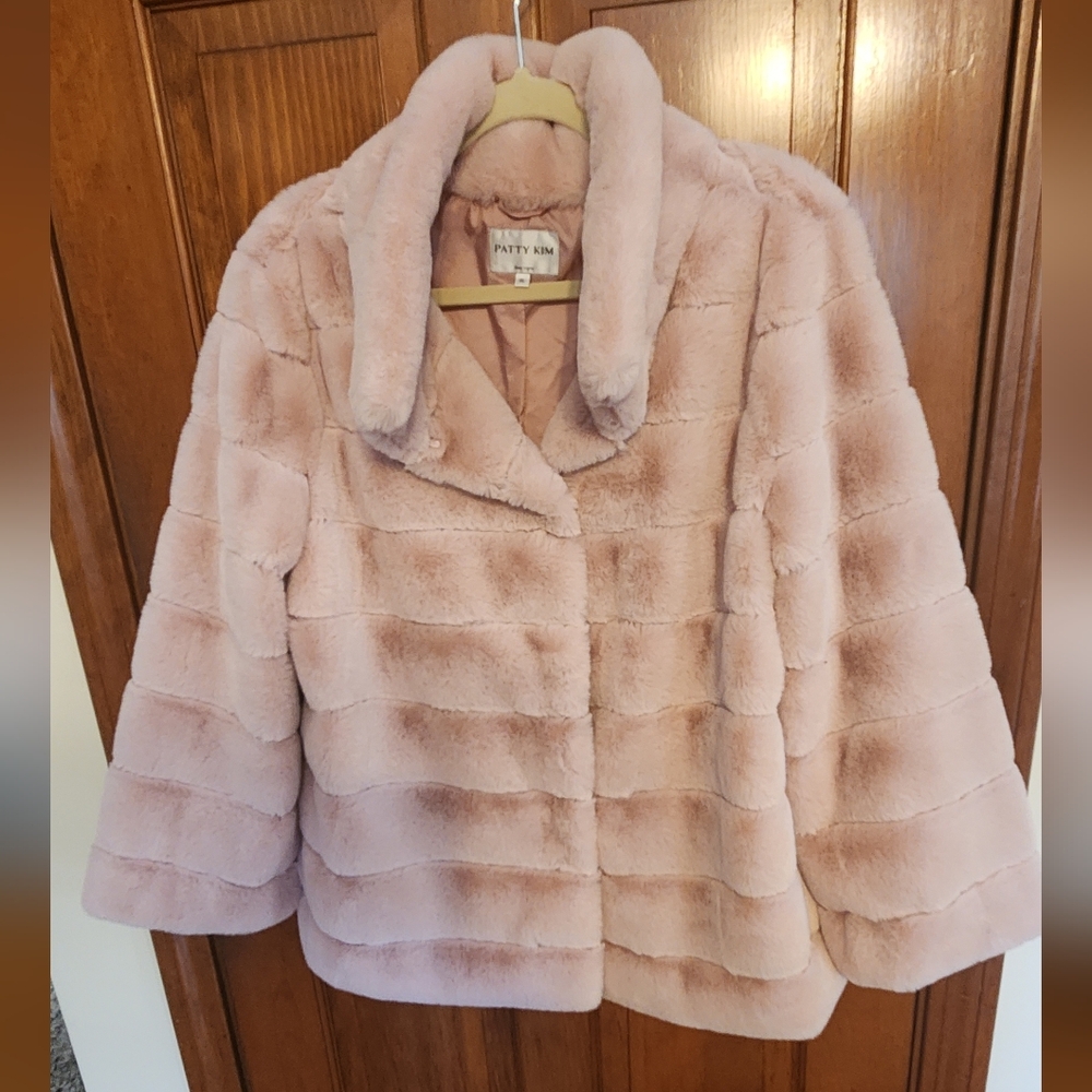Patty Kim Pink Faux Fur Coat